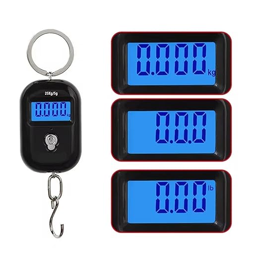 Luggage Weight Scale, 8pcs 25kg/5g Portable Hanging Scale Mini LCD Digital Scale for Fishing Luggage Travel Weighting Electronic Scale,for Travel(Black)