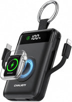 Portable Charger,5000mAh PD 20W Super Fast Charging Power Bank with Built-in Cables,Travel Keychain Battery Pack for Apple Watch Ultra/11/10/9/8/7/6/SE,iPhone 17/16/15/14/13/12 (Black)