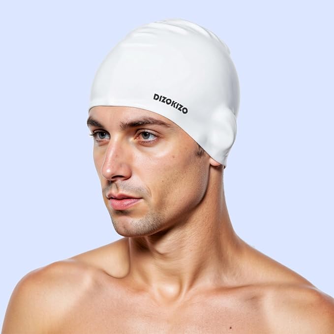 2pcs High Elasticity Silicone Swim Cap for Women and Men, Comfortable Non-Slip Swimming Caps for Long and Short Hair, Durable Waterproof Swim Hats for Adults, Keep Hair Dry