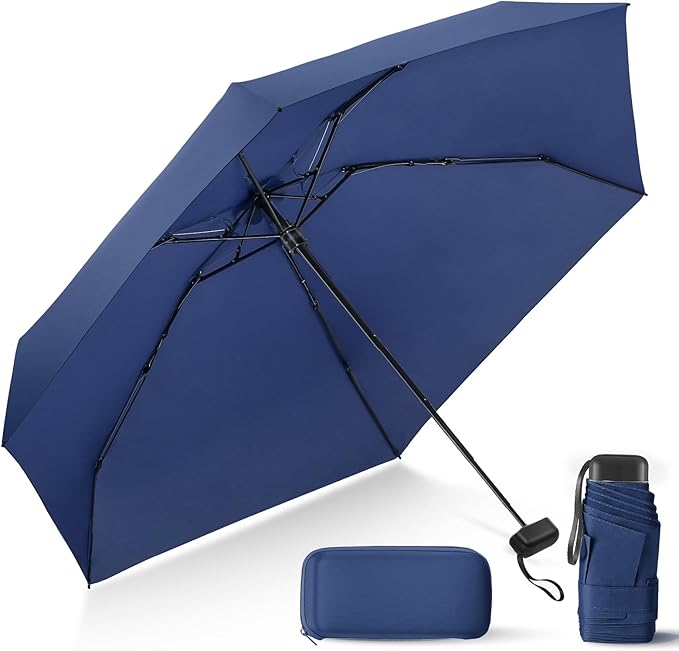 Compact Travel Umbrella with Case - Mini Umbrella for Purse, Small Lightweight &Tiny Design Perfect for Parasol Outdoor Sun&Rain Umbrellas