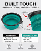 Collapsible Dog Bowls for Travel, 2-Pack Dog Portable Water Bowl for Dogs Cats Pet Foldable Feeding Watering Dish for Traveling Camping with Carabiners, BPA Free (Green&Blue, Medium (Pack of 2))