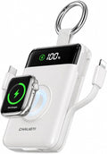 Portable Charger,5000mAh PD 20W Super Fast Charging Power Bank with Built-in Cables,Travel Keychain Battery Pack for Apple Watch Ultra/11/10/9/8/7/6/SE,iPhone 17/16/15/14/13/12 (White)