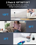 2pack-10ft USB Type C to Lightning Charger Cable, Original Apple Usbc Power Delivery Fast Charging Cord for iPhone 14 13 Pro Max/13Pro/12/11/X/XR/XS/8, PD USB-C Lighting Wire Cargador Powerline
