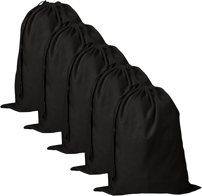 5 Pack Shoe Bags for Travel, Washable Dust Bags for Storage & Packing 17.7" x 13.8" Dustproof Shoe Bags Duster Flannel Shoes Storage with Drawstring Closure for Boots Handbags Shoes & Toys (Black)