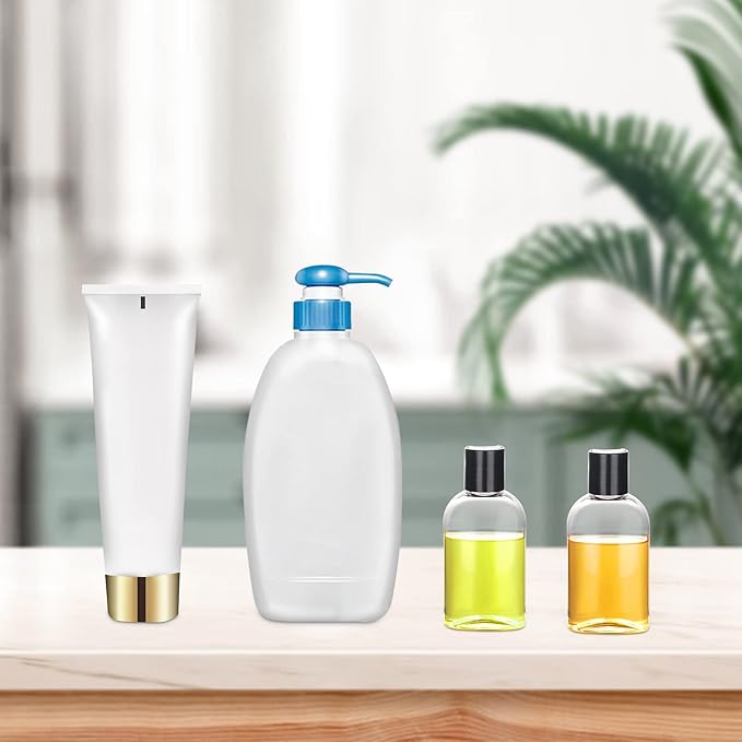 Clear Plastic Travel Bottles for Toiletries With Disc Top Caps - 6 Pack 3.4 oz TSA Approved Containers for Shampoo, Conditioner