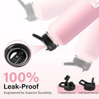 DYSANKY Insulated Water Bottle | Thickened Stainless Steel Vacuum Metal | Portable Sports Water Jug for Gym and Hiking with Straw, Carrier Bag, Handle Strap | BPA-Free 40 oz, Pink