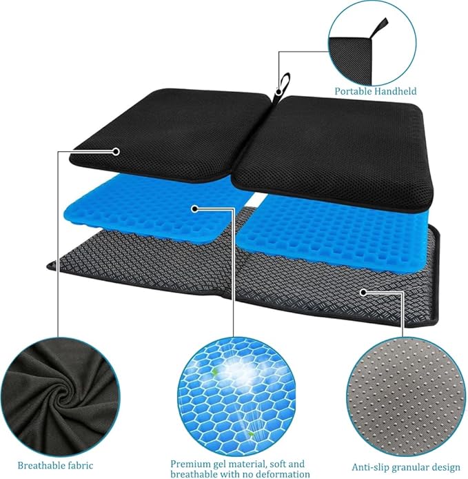 Gel Airplane Seat Cushion,Portable Travel Cushion for Long Sitting,Foldable seat Cushion for Airplane Seats, Office Chair, Camping, Bleachers, Flights, Commute