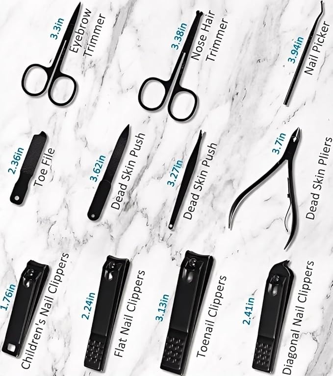 MINKINH Manicure Set Professional Nail Clipper Kit-26 Pieces Stainless Steel Manicure Kit,Nail Care Tools with Luxurious Travel Case (Brown)