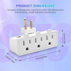 Multi Plug Outlet Splitter, 3 Outlet Adapter Grounded 180 Degree Swivel Wall Plug Outlet, UL Listed 3-Outlet Extender, Grounded Wall Tap Power Plug Expander for Household Appliances (1 Pack)