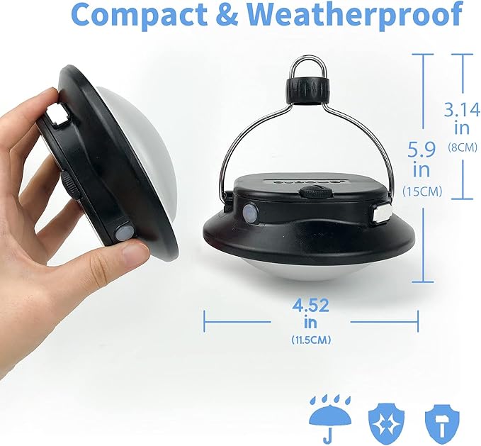 Gen 2 Pro 3000LM UFO Camping Lantern Rechargeable, Portable Tent Light, 200h Runtime, Waterproof for Camping, Canopy, Vendor, Emergency, Outage