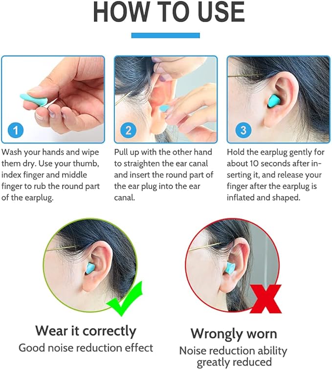 LYSIAN Slim Fit Foam Ear Plugs for Small Ear Canals, 100 Pairs 35dB SNR Noise Reduction Earplugs for Sleeping, Snoring, Travel and Quiet Rest, Women, Teens, Lake Blue