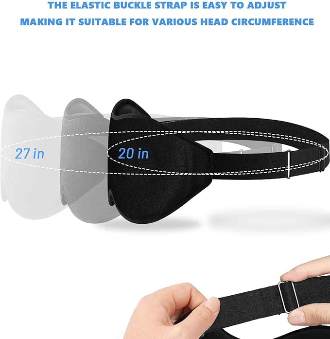 Sleep Eye Mask for Men Women, Sleeping Mask for Side Sleeper, Travel Blackout Night Blindfold Eye Shade Cover with Adjustable Strap (Black)