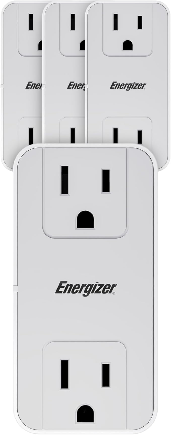 Energizer 4 Pack Fast Charging Multi Plug Wall Outlet Extender - 2 AC Power Outlets, 20W PD Type C, 2 USB A (3.1A Total Output)