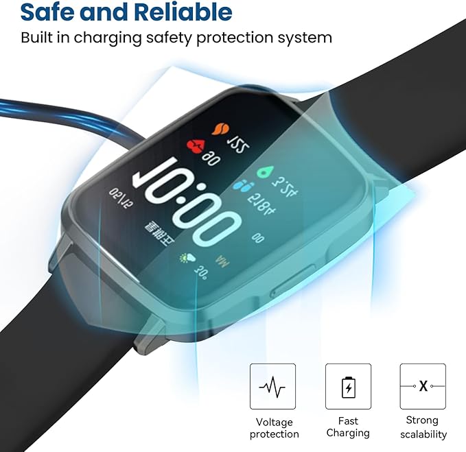 Smart Watch Chargers Compatible for FITVII HM78 HM68 HM58 HM57 H56, Iaret I18, Morepro HM57 HM78, Parsonver SR1 Replacement Charging Cable 60cm, 2Pack (Black&Black)