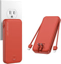 Nusyddy Portable Charger, 10000mAh PD20W Fast Charging Power Bank with Built-in Cables & Wall Plug, Travel Essentials External Battery Pack, USB C Battery Phone Charger for iPhone, iPad, Samsung Red