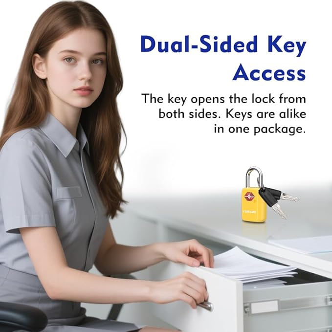 SURE LOCK Mini TSA Approved Keyed Luggage Lock – One Key Opens All, Fits Tight Zipper Gaps & Small Pull Holes, Compact Travel Lock for Suitcases, Backpacks & Handbags
