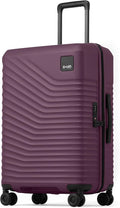 Coolife Hardside Luggage Upgrade Durable PC Lightweight Travel Suitcases with Dual Spinner Wheels & TSA Lock (Dark Purple, Checked-Medium 24-Inch)