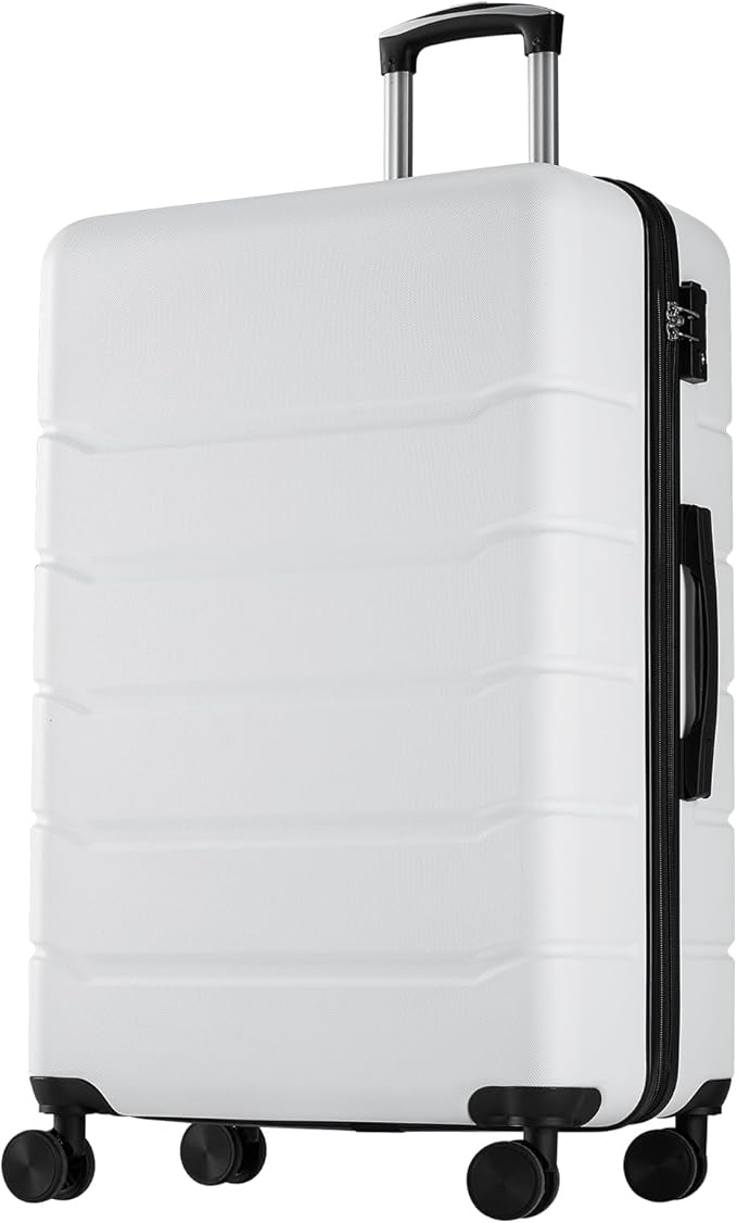 Sweetcrispy 28 Inch Carry on Luggage, Hard Shell ABS Suitcase with Double Spinner Wheels, Lightweight Expandable Rolling Suit Case with TSA Lock, Cream White