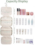 Narwey Travel Toiletry Bag for Women Large Capacity, Hanging Makeup Bag Organizer Toiletries Bag for Full Size Essentials, Accessories, Brushes, Cosmetics (Mint Green Checkerboard (Large))