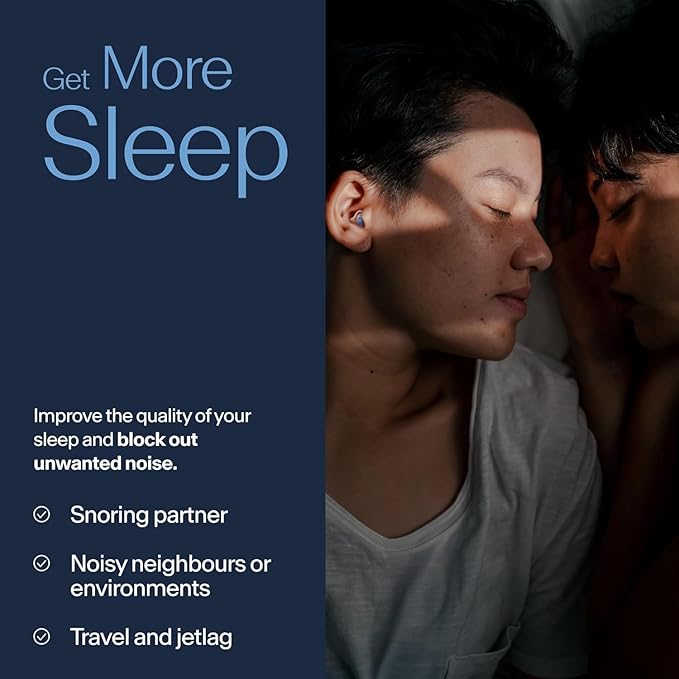 Alpine SleepDeep Multisize - Soft Ear Plugs for Sleeping and Concentration - New 3D Oval Shape and Noise Reducing Gel for Better Attenuation - 27dB - Ideal for Side Sleeper - 2-Pair Reusable: S + M/L
