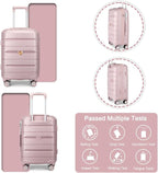 Somago Luggage Sets and Packing Cube Travel Set Lightweight Hardside Polypropylene Suitcases with Double Spinner Wheels and TSA Lock,Nude Pink