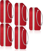 Aluminum Luggage Tags, Luggage Tag Holders for Travel Luggage Baggage Identifier by Ovener (5Pack Red)