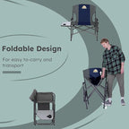Colegence Oversized Directors Camping Chair Set of 2 Support 600 LBS, Heavy Duty Folding Outdoor Chairs with Detachable Side Pocket and Adjustable Side Table for Outside Beach,Lawn,Fishing (Blue)