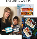 Small Snack Containers for Kids Toddlers - 3 Compartments (Set of 2) - Leak-Proof Reusable Boxes with Lids -BPA-Free Plastic Mini Bento Lunch Box - Ideal for School, Daycare, Holds 2 Cups (Navy+Blue)