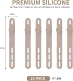 Oligei 25 Pcs Silicone Cable Ties, Cable Ties Reusable, High Elasticity Cord Wraps for Electrical Cords, Cord Organizer for Earphone, Phone Charger(Khaki)