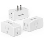 2 Prong to 3 Prong Outlet Adapter, BEONDON 3-Sided Wall Plug Extender with 3 AC Outlets for Non-Grounded Older Houses, Polarized Type-A Plug, 3 Pack