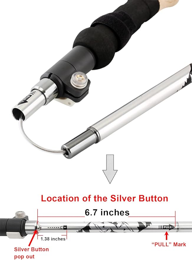 A ALAFEN Aluminum Collapsible Ultralight Travel Trekking Hiking Pole for Men and Women (Fits 5'3" - 6'2")
