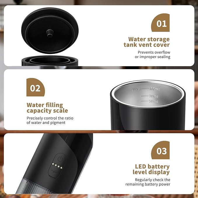 Portable Coffee Machine，Rechargeable Cafetière Portable de Voyage with USB-C, 20bar, Electric Coffee Maker for Camping & Travel, 3-in-1 Car Coffee Maker, Compatible with Coffee Grounds&Capsules