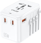 VYLEE Travel Plug Adapter, 65W Fast GaN Travel Charger, International Plug Adapter with 3 USB-C PD and 1 USB-A QC with US/EU/UK/AU Convenient for iPhone,Samsung,Laptops