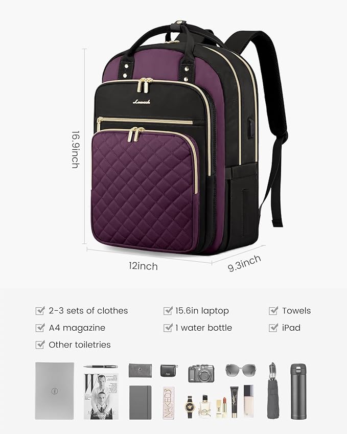 LOVEVOOK Laptop Backpack for Women with Separate Laptop Compartment, 15.6" Water Resistant Lightweight Daypacks for College Travel Work Business, Nurse Teacher Computer Bags