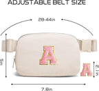 Gitus Belt Bag Fanny Pack Crossbody Bags with Initial Letter Patch Cute Stuff Birthday Gifts for Teenager Girls Trendy Preppy Stuff for Teen Girls(Beige-A)