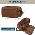 PAVILIA Toiletry Bag for Men, Travel Essentials Shaving Dopp Kit, Mens Travel Bag Toiletries Organizer Case for Grooming, PU Leather Water Resistant Cosmetic Bag Pouch (Brown)