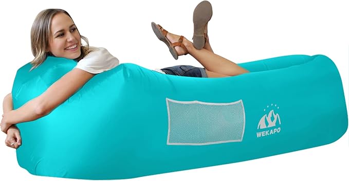 WEKAPO Inflatable Couch Air Lounger Chair - Camping & Beach Accessories, Portable Blow up Sofa for Hiking, Lawn, Indoor/Outdoor Movies & Music Festivals. Lightweight and Easy to Set Up Air Hammock