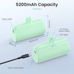 Mini Portable Charger Power Bank for iPhone,5200mAh Portable Phone Charger, Ultra-Compact PD Fast Charging Battery Pack Compatible with iPhone 14/14 Plus/Pro Max/13/12/12 Mini/11/XS/XR/X/8/7/6/6s