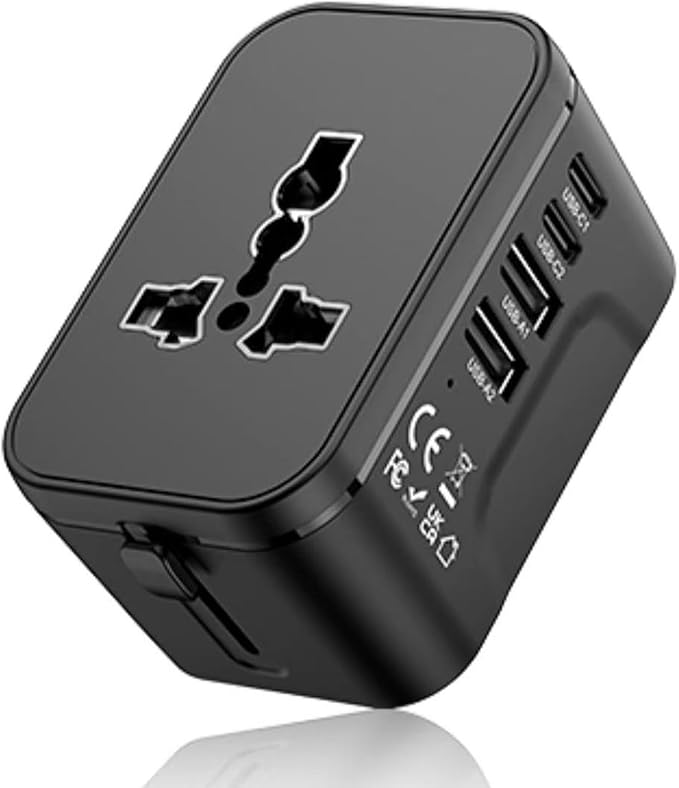 European Travel Plug Adapter, Travel Power Strip for US to EU France Germany Iceland Spain Italy, International Power Adaptor with 2 USB C, 2 USB A and Multi AC Outlets, Travel Essentials