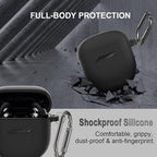 Silicone Case for Bose QuietComfort Earbuds II (2022) & QuietComfort Ultra Case (2023), Shockproof Protective Cover for Bose Earbuds Accessories with Keychain for Men Women (Black)