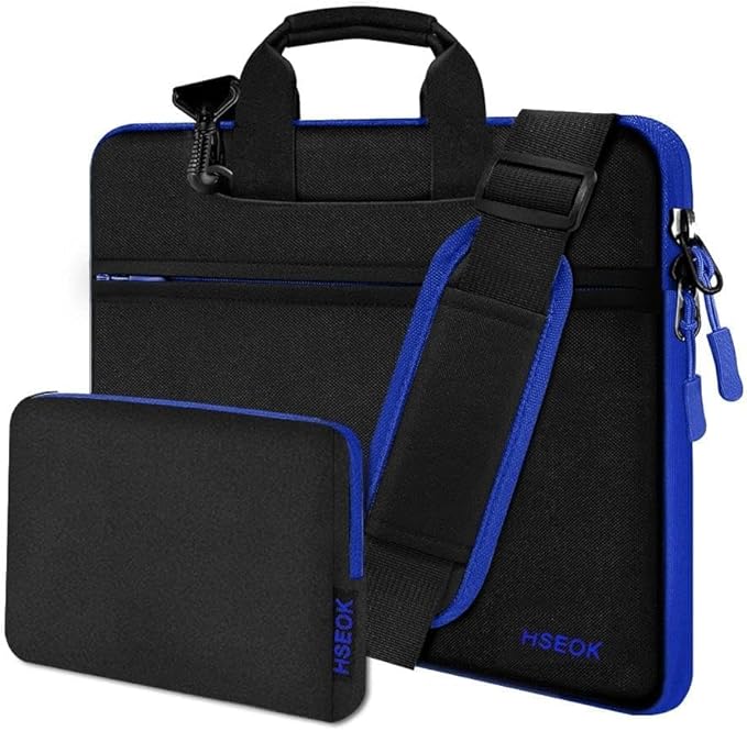 Hseok Laptop Shoulder Bag 15-15.6 inch Shockproof Water-Resistant HandBag with Small Case Compatible with MacBook Pro Neo 16" M5 M4 M3 M2 M1, Mac Pro Air 15", XPS 15/16, Most 15" 15.6" 16",BK-blue
