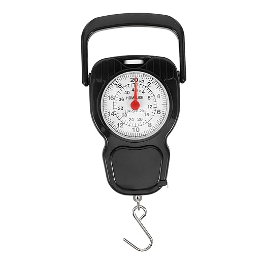 Mechanical Luggage Scale 20kg Handheld Spring Mini Travel Suitcase Scale with Measuring Tape for Fishing and Parcel Weighing