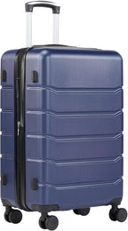 Sweetcrispy Carry on Luggage, Hard Shell ABS Suitcase with Double Spinner Wheels, Lightweight Expandable Rolling Suit Case with TSA Lock, 20 Inch Navy Blue
