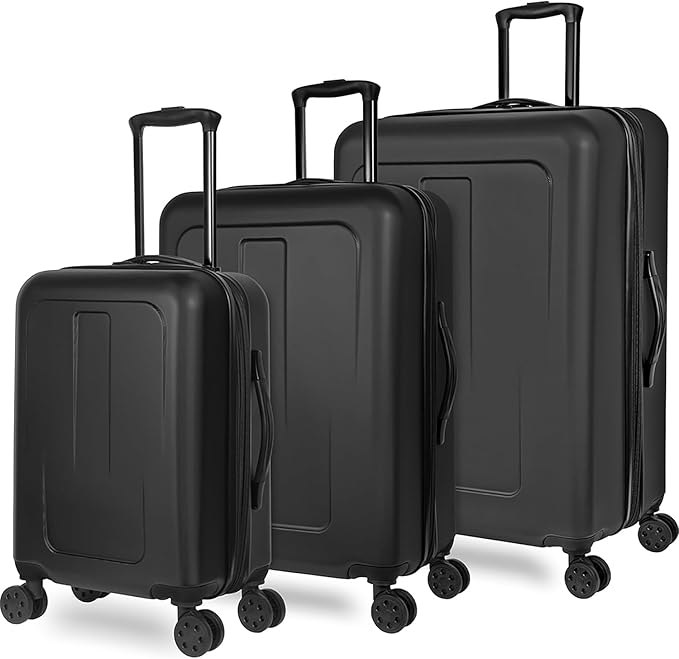 Expandable Hardsided Spinner (Black, 3 Piece Set (28", 24", 19")