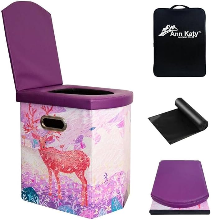 Ann Katy Upgrade XL Portable Toilet for Adults, Extra Large Portable Travel Floding Toilet, Camping Tall Toilets with Lid for Adults and Kids Compact Potty for Car,Hiking,Beach and Camping