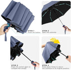 YINBAOGE Compact Travel Umbrella, Automatic Folding Windproof 8 Ribs, Lightweight Small Portable Parasol for Rain & Sun with UV Protection, Fits Car, Backpack, Purse, Men & Women