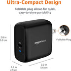 Amazon Basics 65W One-Port GaN USB-C Wall Charger with Power Delivery PD 3.0, Foldable Plug, Portable, Fast Charging for Laptops, Tablets & Phones, Black