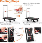 Folding Hand Truck Platform Truck 330 Lbs Heavy Duty Dolly Cart with Wheels, Fully Folded Push Cart, Portable Trolley Utility Cart for Easy Storage, Garage Moving Shopping Home Office