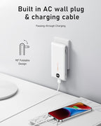 Portable Charger for iPhone Built in Cables and Wall Plug 10000mAh, Power Bank for Phone, USB C Slim Battery Pack with LED Display Compatible with iPhone 17/16/15/14, Samsung