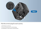 International Travel Adapter Voltage Converter to Step Down 230V to 120V for Hair straighteners, laptops, Cell Phones, Power converters from USA to UK, Europe, Australia Over 200